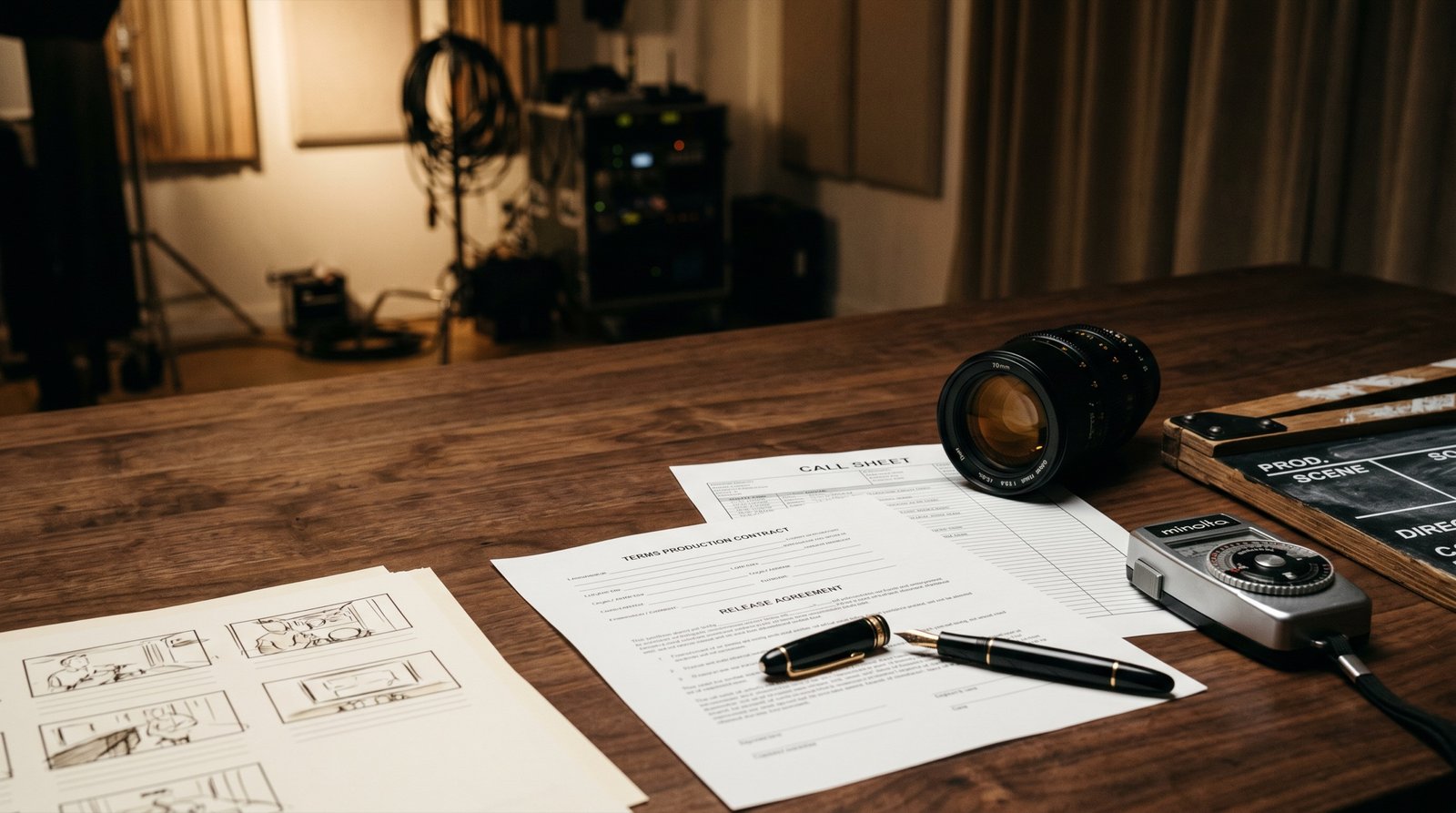 Cinematisches Headerbild zu Allgemeine Geschäftsbedingungen für Film, Fotografie und Design.