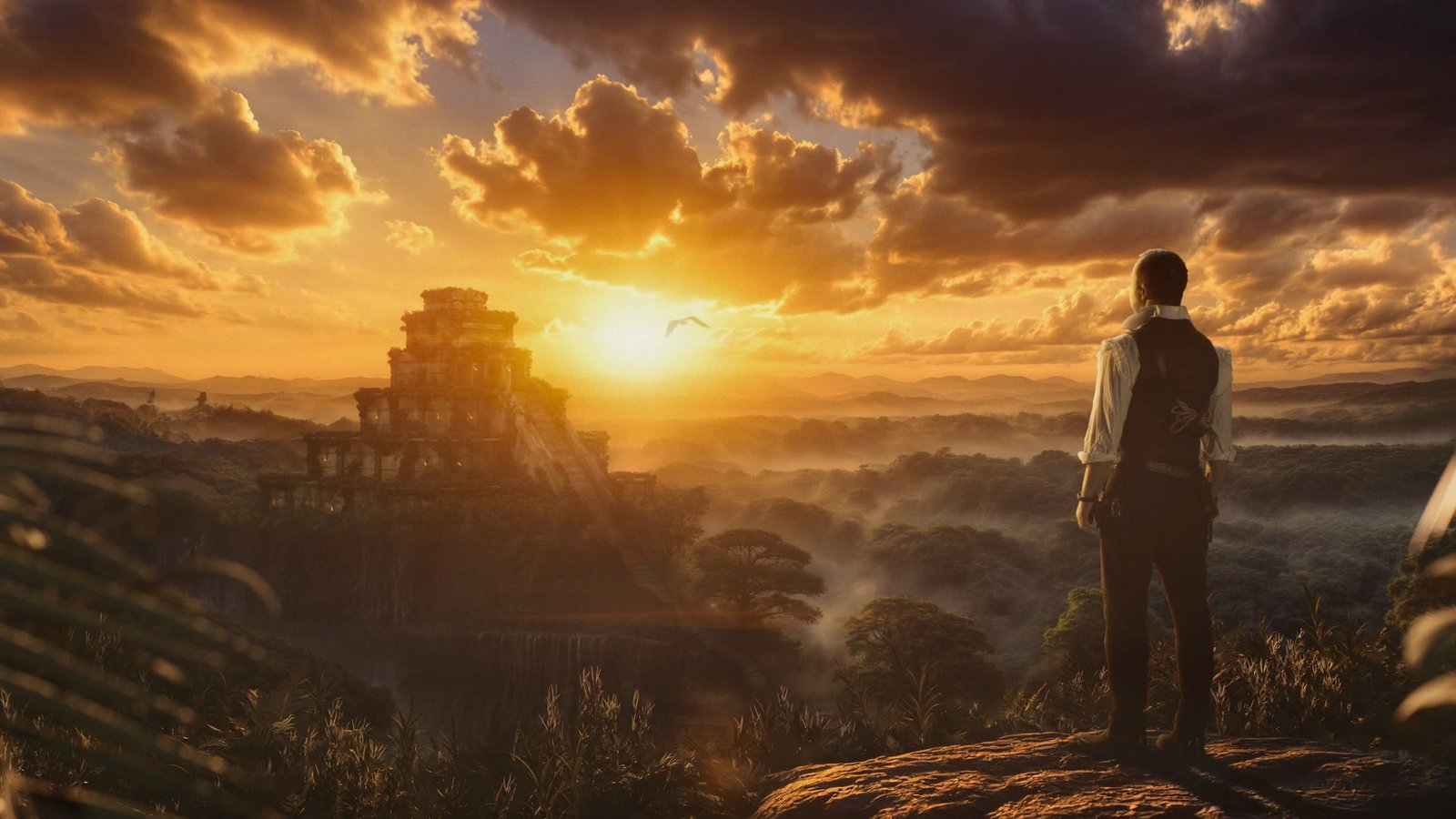 DJ BoBo vor einer Tempelkulisse im goldenen Licht aus The Great Adventure